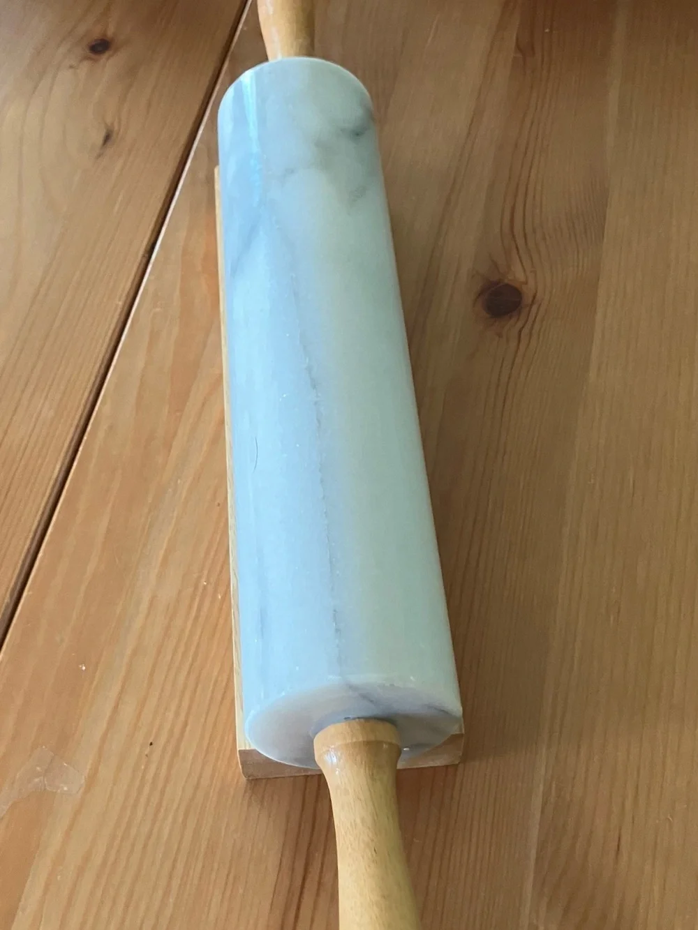 Never Used Himark Marble Rolling Pin with Wooden Handle and Stand 18” Vintage